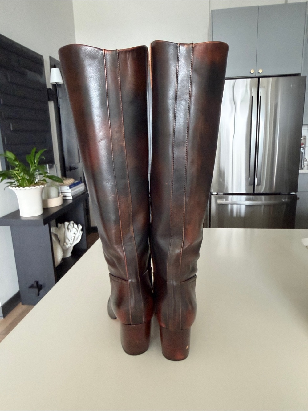 Vince Camuto Dark Brown Over-the-Knee Leather Boots - Picture 6 of 8